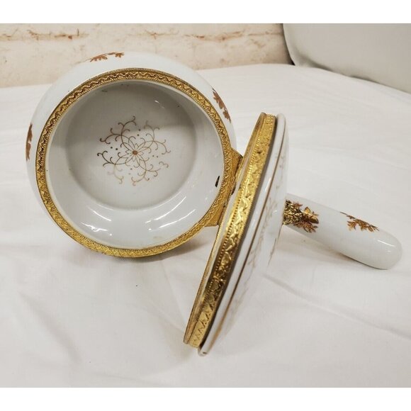 10" Silent Butler Crumb Catcher Gold Floral Andrea by Sadek Japan - Picture 7 of 8